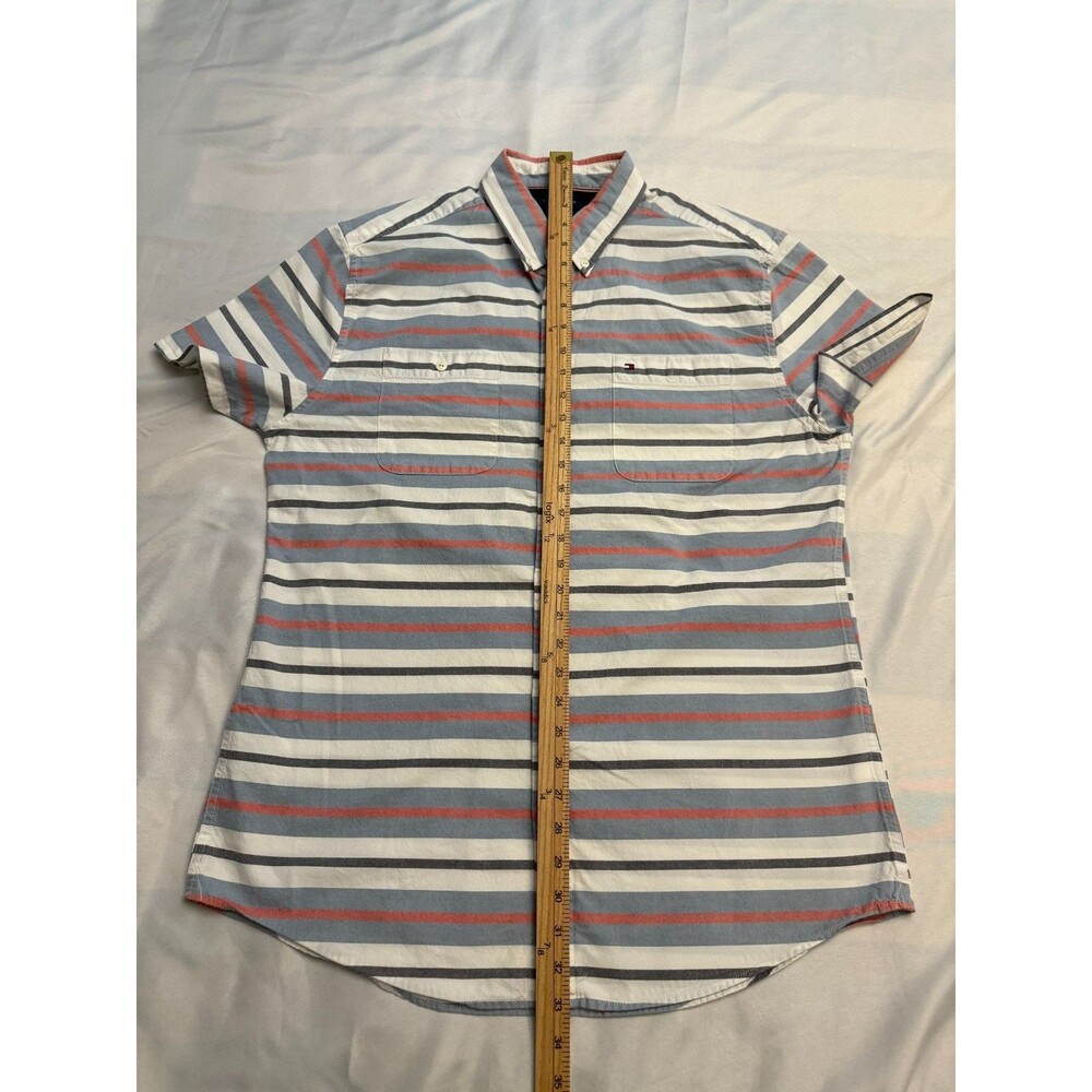 Tommy Hilfiger Mens XL Custom Fit Striped Button Down Short Sleeve Shirt - Picture 10 of 12